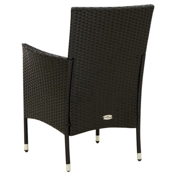 vidaXL Patio Chairs with Cushions 2 pcs Poly Rattan Black - Image 5