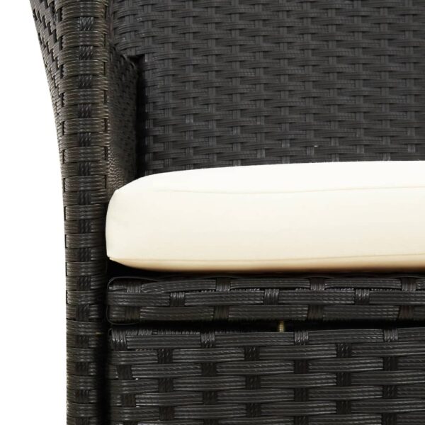 vidaXL Patio Chairs with Cushions 2 pcs Poly Rattan Black - Image 6