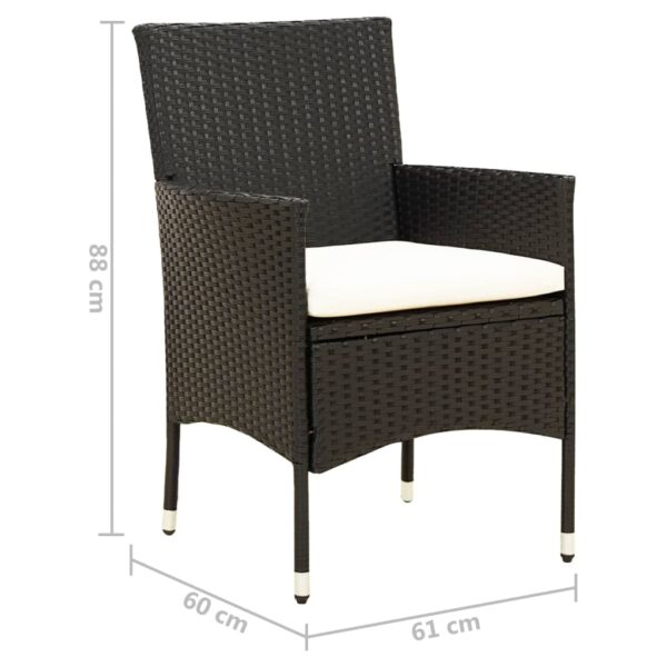 vidaXL Patio Chairs with Cushions 2 pcs Poly Rattan Black - Image 7