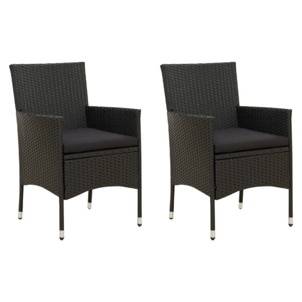 vidaXL Patio Chairs with Cushions 2 pcs Poly Rattan Black