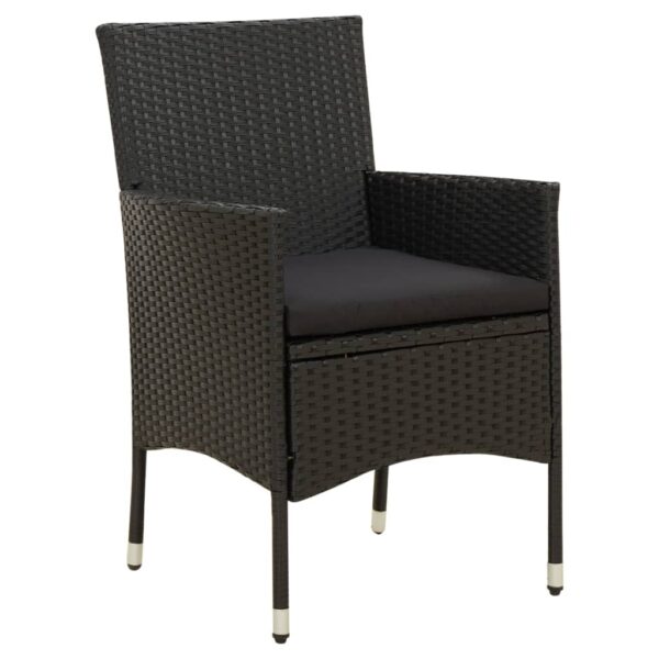 vidaXL Patio Chairs with Cushions 2 pcs Poly Rattan Black - Image 2