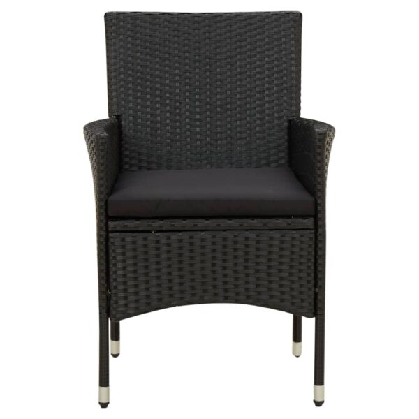 vidaXL Patio Chairs with Cushions 2 pcs Poly Rattan Black - Image 3