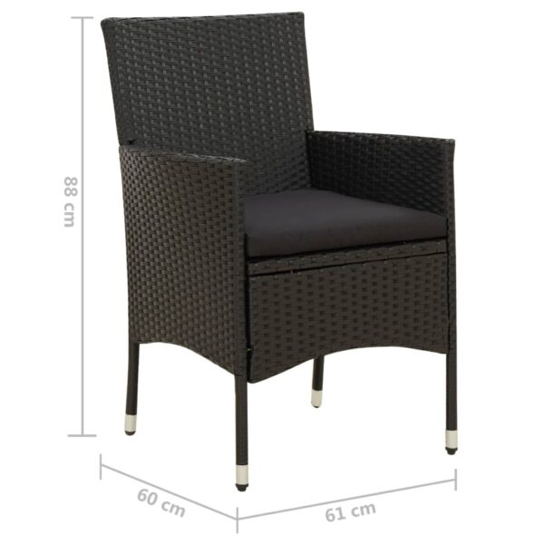 vidaXL Patio Chairs with Cushions 2 pcs Poly Rattan Black - Image 7