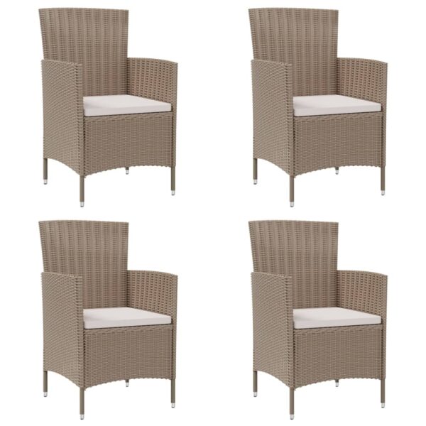 vidaXL Patio Chairs with Cushions 4 pcs Poly Rattan Beige