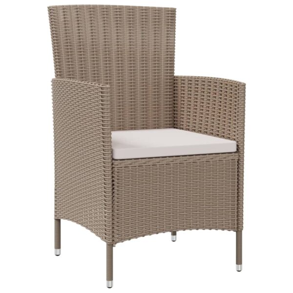 vidaXL Patio Chairs with Cushions 4 pcs Poly Rattan Beige - Image 2