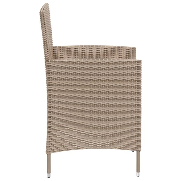 vidaXL Patio Chairs with Cushions 4 pcs Poly Rattan Beige - Image 4