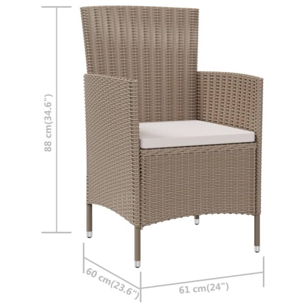 vidaXL Patio Chairs with Cushions 4 pcs Poly Rattan Beige - Image 7