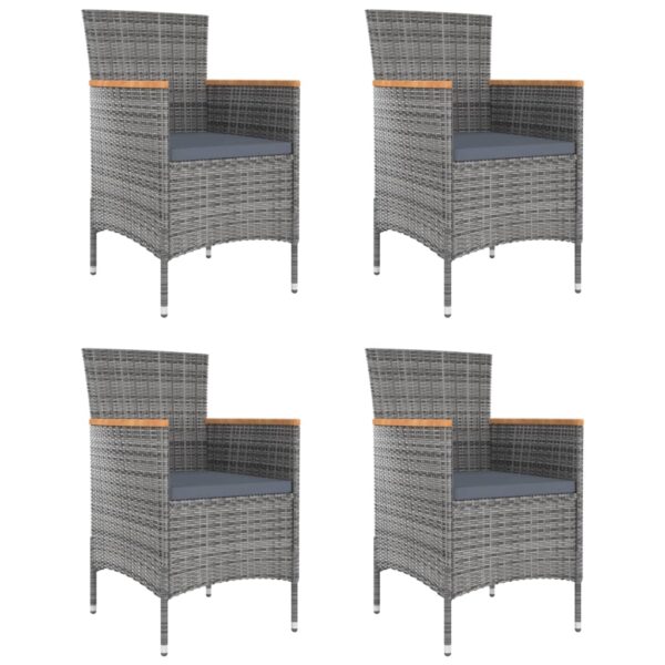 vidaXL Patio Dining Chairs 4 pcs Poly Rattan Gray