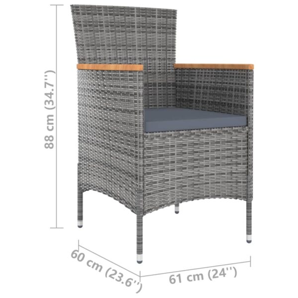 vidaXL Patio Dining Chairs 4 pcs Poly Rattan Gray - Image 7