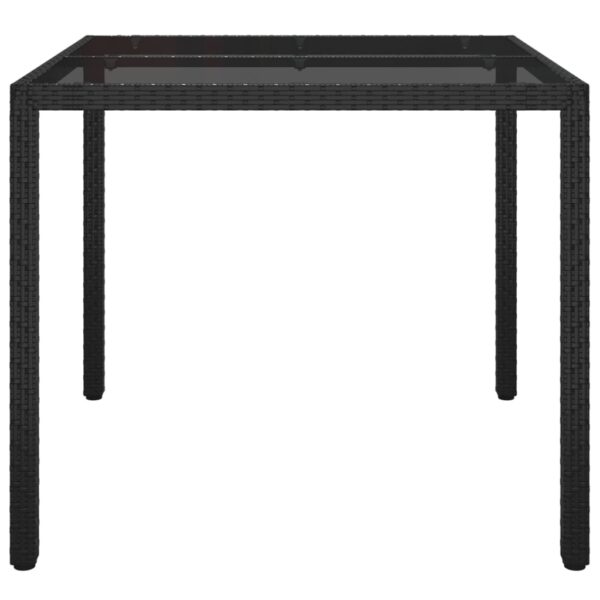 vidaXL Patio Table 35.4"x35.4"x29.5" Tempered Glass and Poly Rattan Black - Image 4