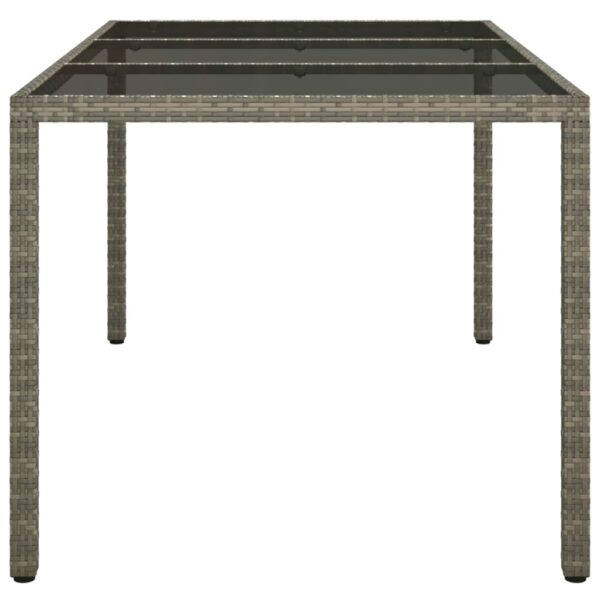 vidaXL Patio Table 59.1"x35.4"x29.5" Tempered Glass and Poly Rattan Gray - Image 4