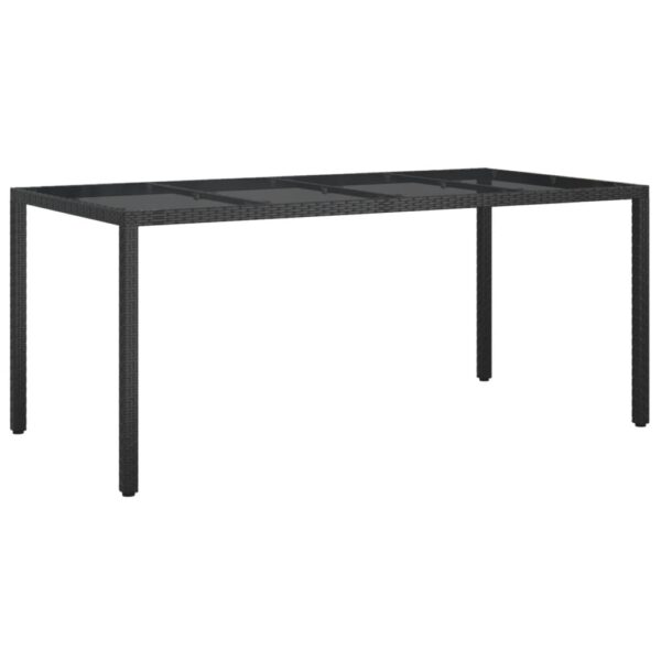 vidaXL Patio Table Black 74.8"x35.4"x29.5" Tempered Glass and Poly Rattan - Image 2