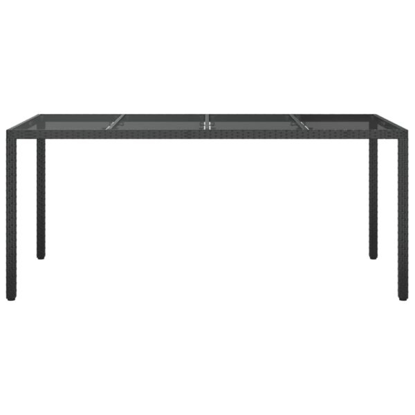 vidaXL Patio Table Black 74.8"x35.4"x29.5" Tempered Glass and Poly Rattan - Image 3