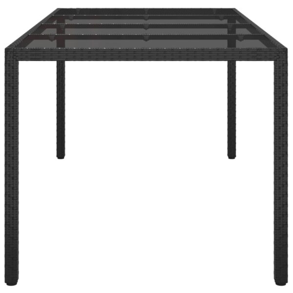 vidaXL Patio Table Black 74.8"x35.4"x29.5" Tempered Glass and Poly Rattan - Image 4