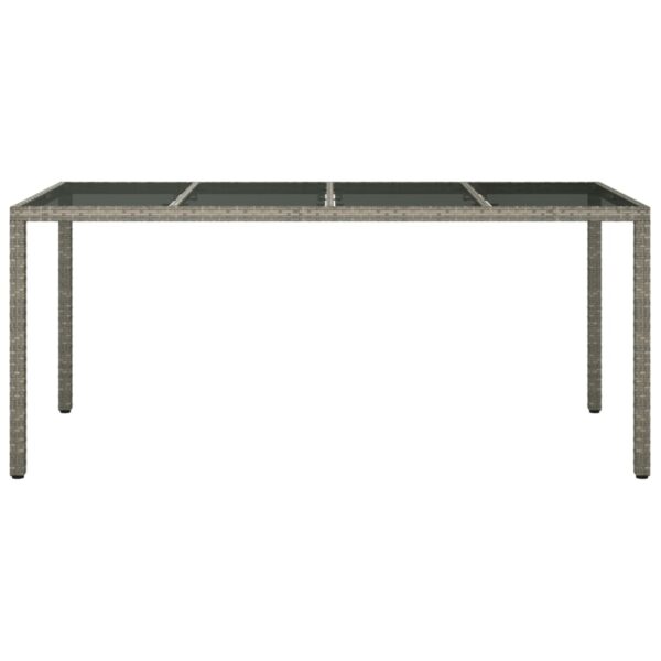 vidaXL Patio Table Gray 74.8"x35.4"x29.5" Tempered Glass and Poly Rattan - Image 3