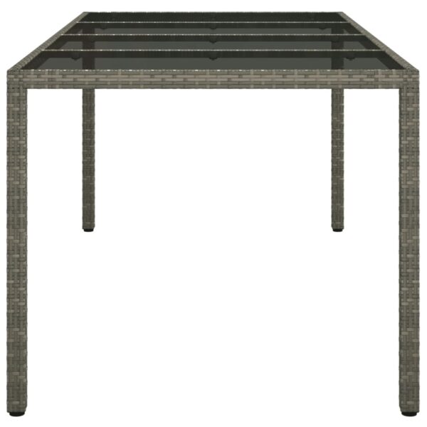 vidaXL Patio Table Gray 74.8"x35.4"x29.5" Tempered Glass and Poly Rattan - Image 4