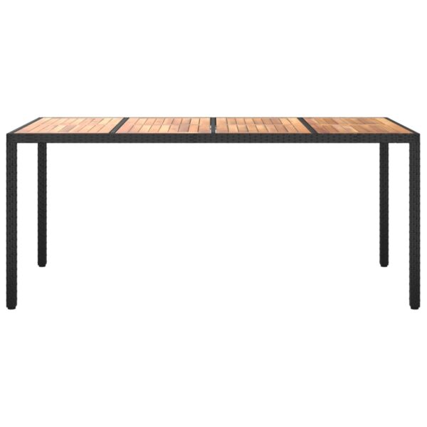 vidaXL Patio Table 74.8"x35.4"x29.5" Poly Rattan and Acacia Wood Black - Image 3