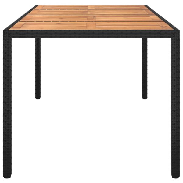 vidaXL Patio Table 74.8"x35.4"x29.5" Poly Rattan and Acacia Wood Black - Image 4