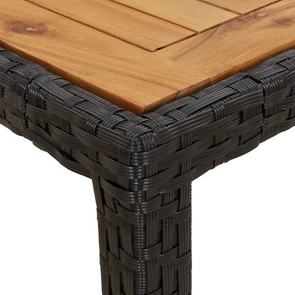 vidaXL Patio Table 74.8"x35.4"x29.5" Poly Rattan and Acacia Wood Black - Image 5