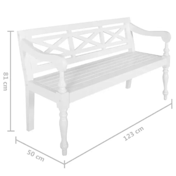 vidaXL Batavia Bench 48.4" Solid Mahogany Wood White - Image 6