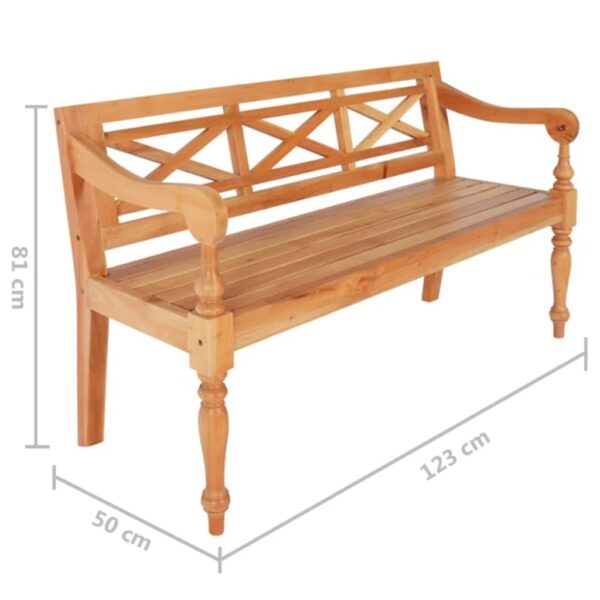 vidaXL Batavia Bench 48.4" Solid Mahogany Wood Light Brown - Image 6