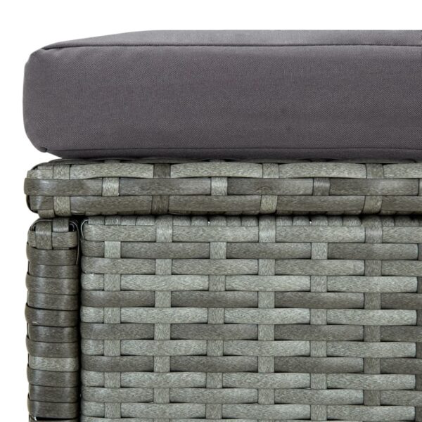 vidaXL 6 Piece Patio Lounge Set with Cushions Poly Rattan Gray - Image 9