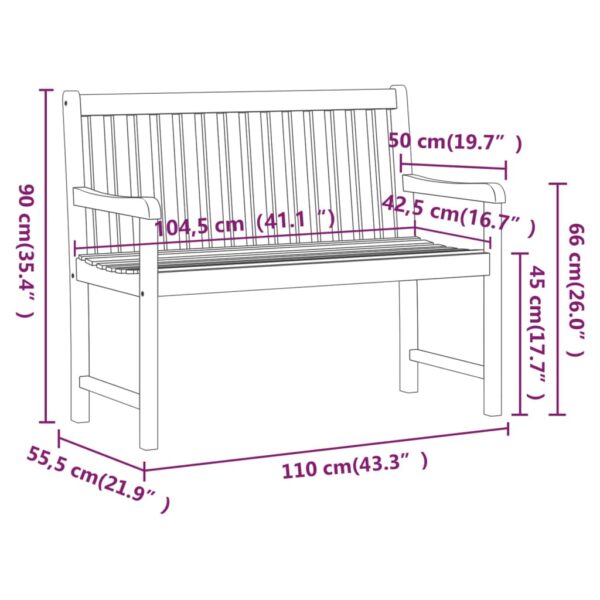 vidaXL Patio Bench 43.3" Solid Acacia Wood - Image 7