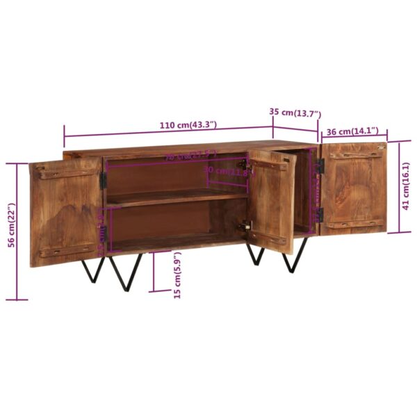 vidaXL Sideboard 43.3"x13.8"x22" Solid Wood Mango - Image 9