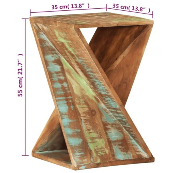 vidaXL Side Table 13.8"x13.8"x21.7" Solid Wood Reclaimed - Image 9