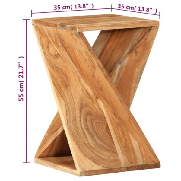 vidaXL Side Table 13.8"x13.8"x21.7" Solid Wood Acacia - Image 9