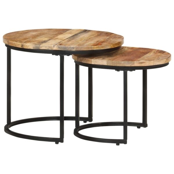 vidaXL Nesting Tables 2 pcs Rough Mango Wood - Image 12