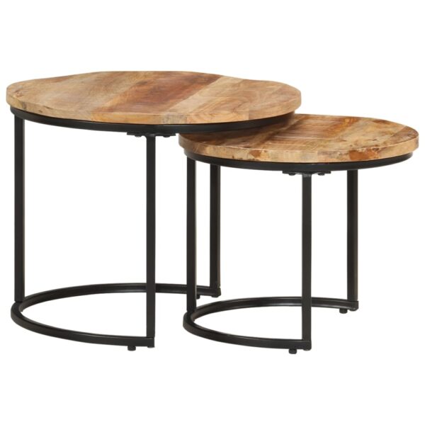 vidaXL Nesting Tables 2 pcs Rough Mango Wood - Image 10