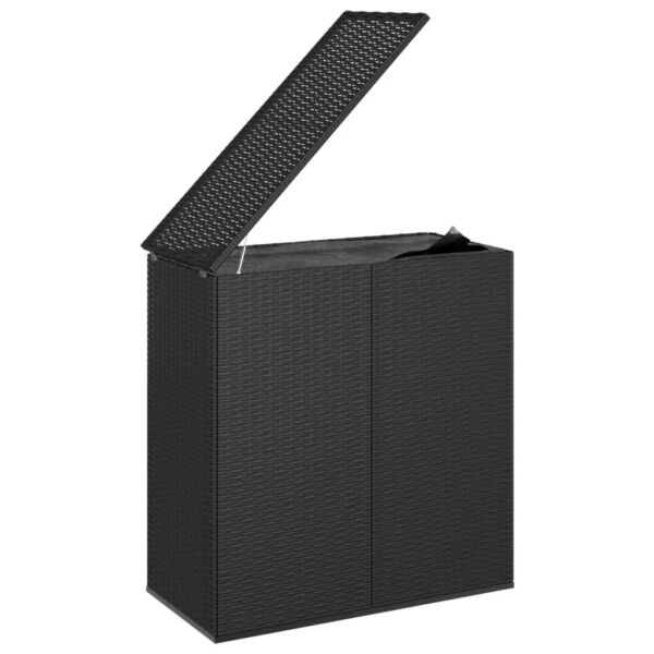 vidaXL Patio Cushion Box PE Rattan Black - Image 3