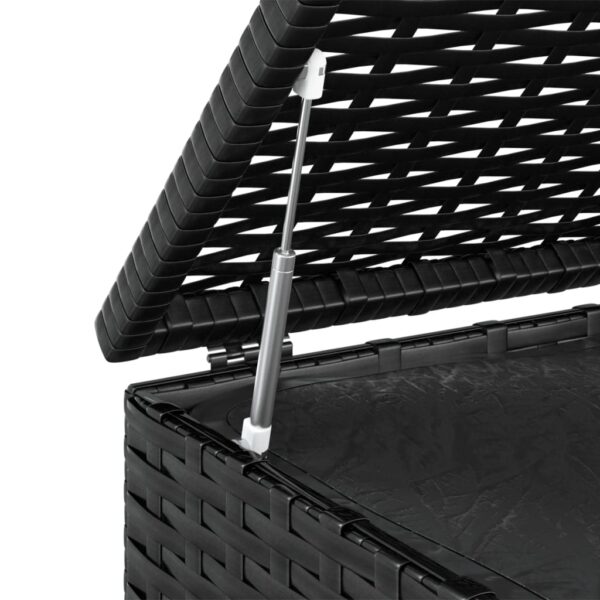 vidaXL Patio Cushion Box PE Rattan Black - Image 4