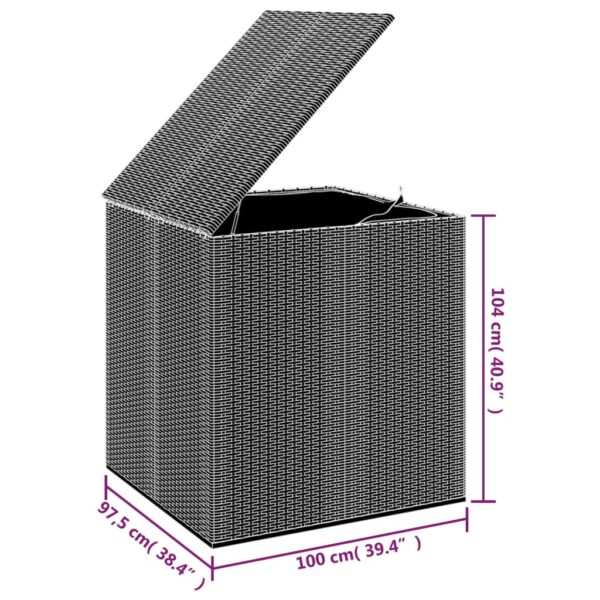 vidaXL Patio Cushion Box PE Rattan Gray - Image 5