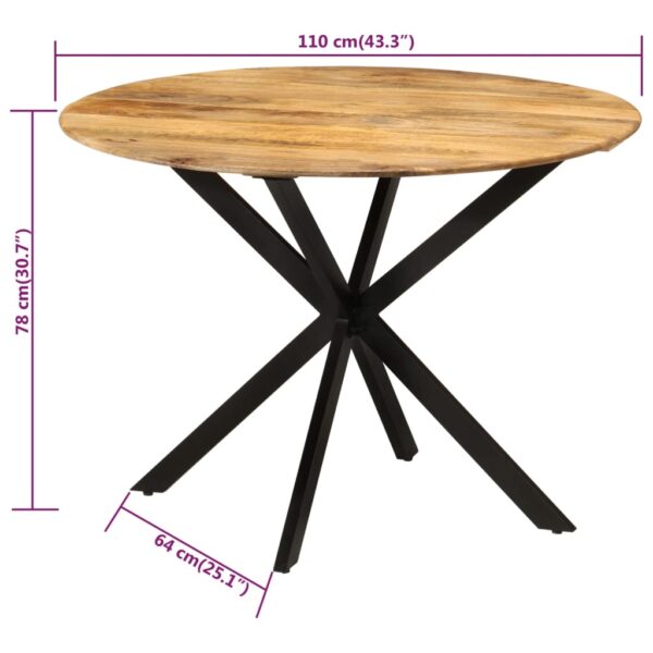 vidaXL Dining Table Ã˜43.3"x30.7" Solid Wood Mango and Steel - Image 6