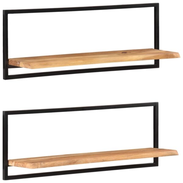 vidaXL Wall Shelves 2 pcs 39.4"x9.4"x13.8" Solid Wood Acacia and Steel