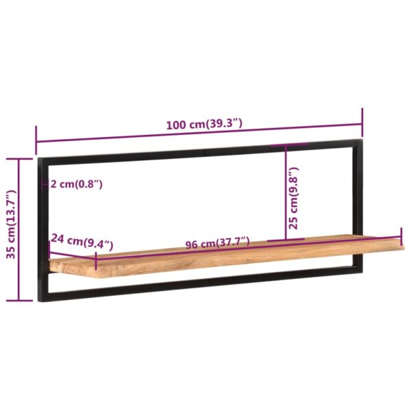 vidaXL Wall Shelves 2 pcs 39.4"x9.4"x13.8" Solid Wood Acacia and Steel - Image 7