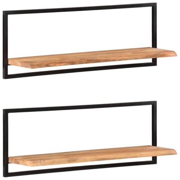 vidaXL Wall Shelves 2 pcs 39.4"x9.4"x13.8" Solid Wood Acacia and Steel - Image 10