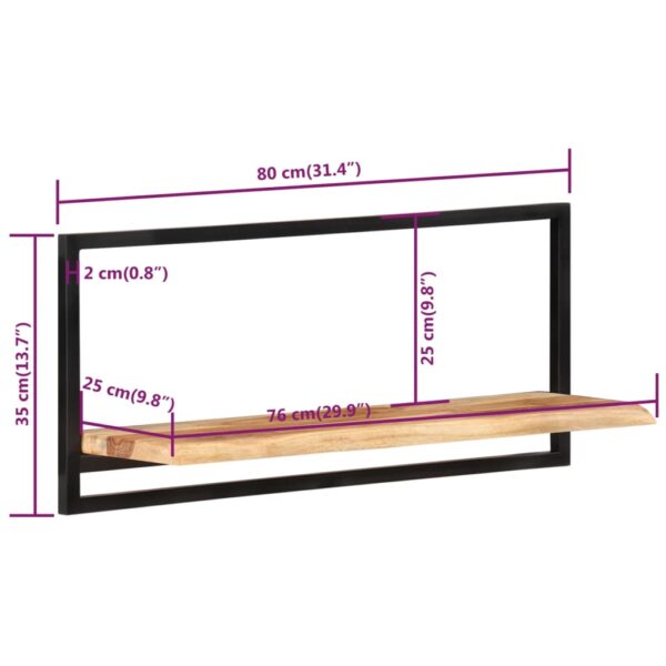 vidaXL Wall Shelves 2 pcs 31.5"x9.8"x13.8" Solid Wood Acacia and Steel - Image 7