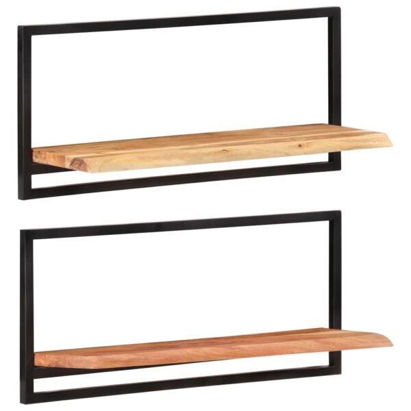 vidaXL Wall Shelves 2 pcs 31.5"x9.8"x13.8" Solid Wood Acacia and Steel - Image 8