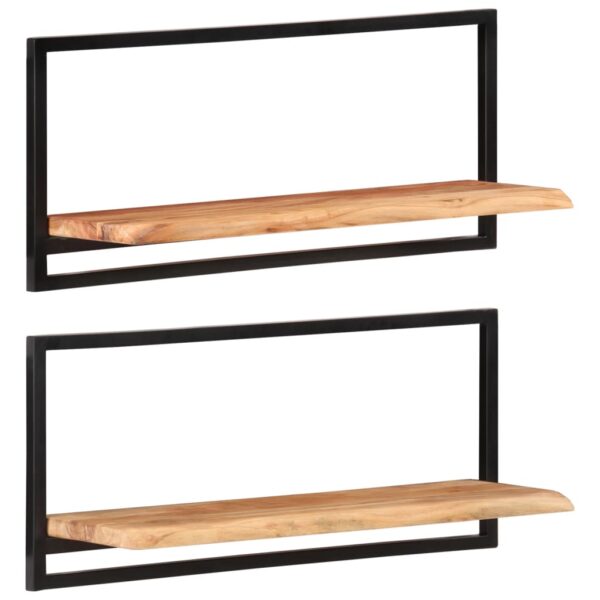 vidaXL Wall Shelves 2 pcs 31.5"x9.8"x13.8" Solid Wood Acacia and Steel - Image 9