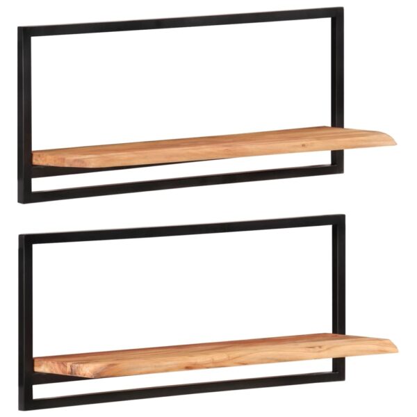 vidaXL Wall Shelves 2 pcs 31.5"x9.8"x13.8" Solid Wood Acacia and Steel - Image 10