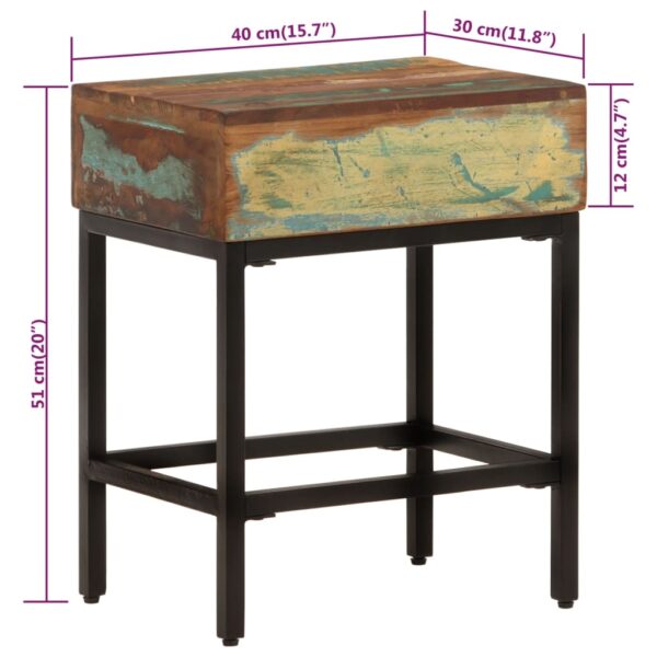 vidaXL Side Table 15.7"x11.8"x20.1" Solid Wood Reclaimed - Image 6