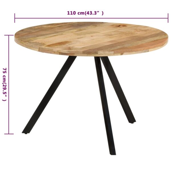 vidaXL Dining Table 43.3"x29.5" Solid Wood Mango - Image 7