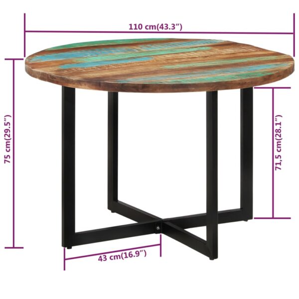 vidaXL Dining Table 43.3"x29.5" Solid Wood Reclaimed - Image 7