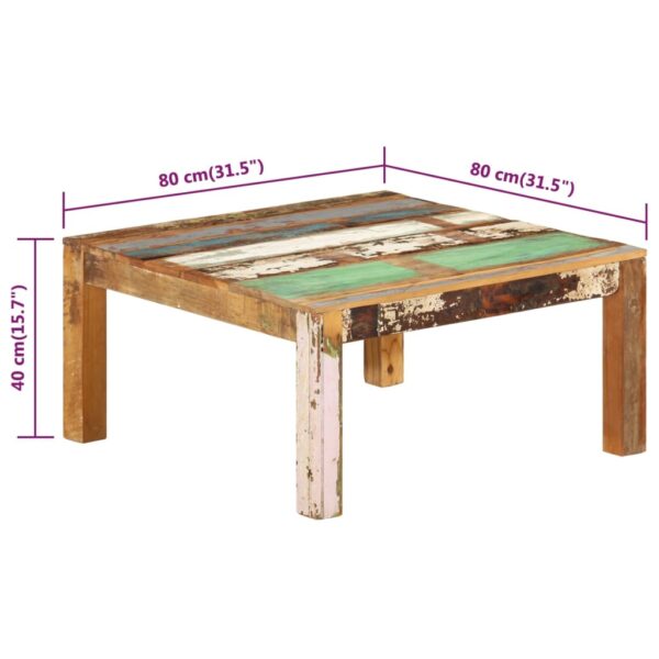 vidaXL Coffee Table 31.5"x31.5"x15.7" Solid Reclaimed Wood - Image 7