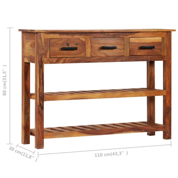 vidaXL Sideboard with 3 Drawers 43.3"x11.8"x31.5" Solid Acacia Wood - Image 9