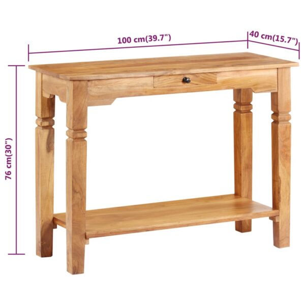 vidaXL Console Table 39.4"x15.7"x29.9" Solid Wood Acacia - Image 8