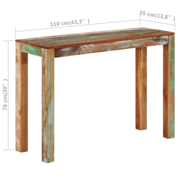 vidaXL Console Table 43.3"x13.8"x29.9" Solid Reclaimed Wood - Image 7